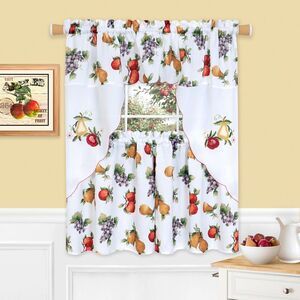 Collections Etc 3-Piece Ambrosia Printed Kitchen Curtain Set